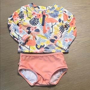 RuffleButts Baby Floral Swim Set